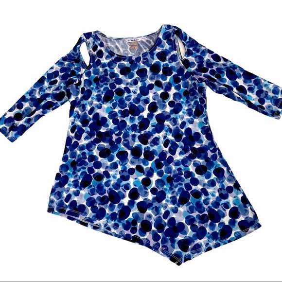 NYGARD Blue Cold Shoulder Cutout Tunic Top Medium - Picture 4 of 11